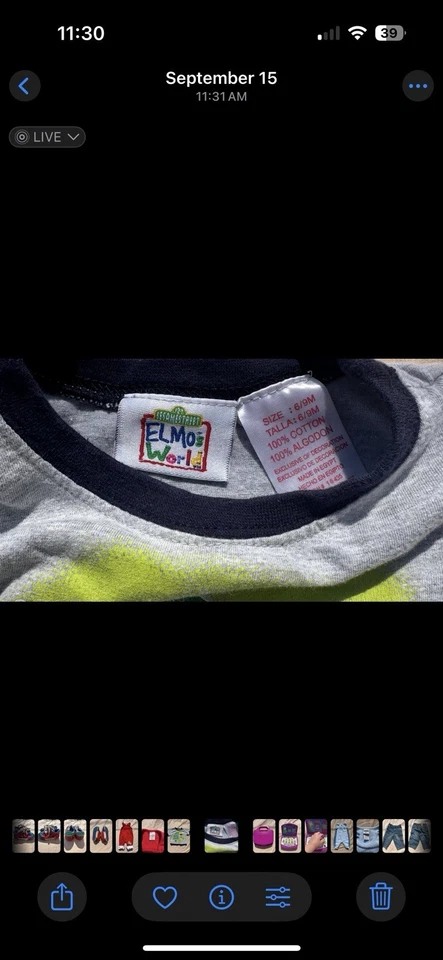 复古 Oscar The Grouch 芝麻街 T 恤 Y2K 婴儿尺寸 6/9 个月 — 第 2/2 张图片