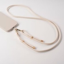 Hello Lux Nylon Rope Phone Crossbody Strap with Gold Accents - Beige