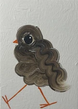 ACEO Original Painting, Bird Impressionism Oil Art, Emmer Plaxe, Animal Abstract