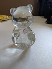 VINTAGE FENTON GLASS BEAR WITH LIGHT OCTOBER BIRTHSTONE PURPLE/ PINK HEART 3.5"