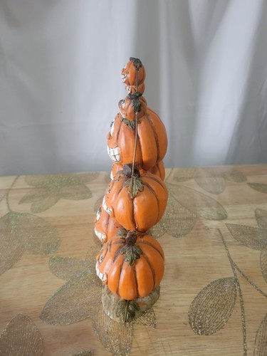 Vtg 1990's Halloween PUMPKIN FUNNY FACE FIGURINE 7" Ceramic Halloween Decoration - Picture 2 of 5