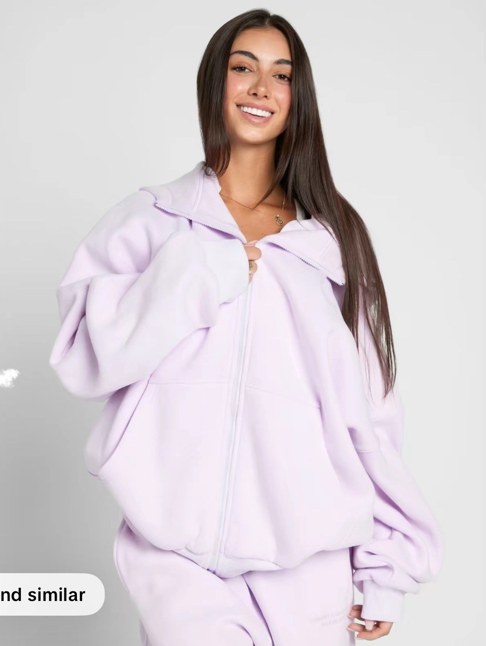 Comfrt Oversized Zip Hoodie Light Purple Size XS Preowned Excellent Condition