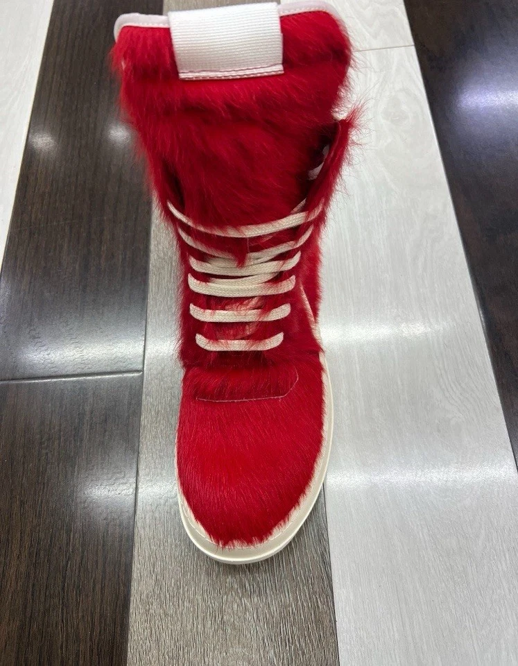 Rick Owen Red Fur Van Collabs & Rick Owens Red Fur Geo Baskets Shoes - Image 3 of 4