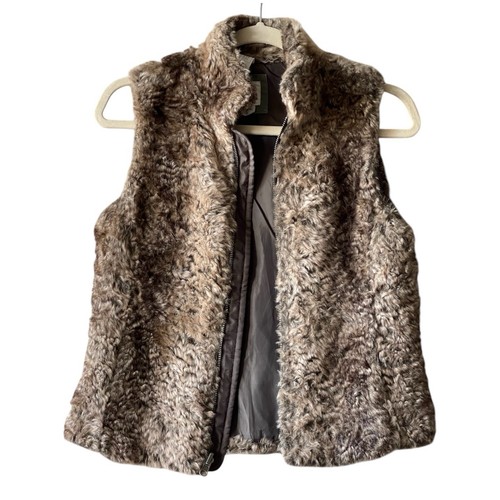 Gap Kids Girls Animal Print Faux Fur Full Zip Vest with Pockets, XL