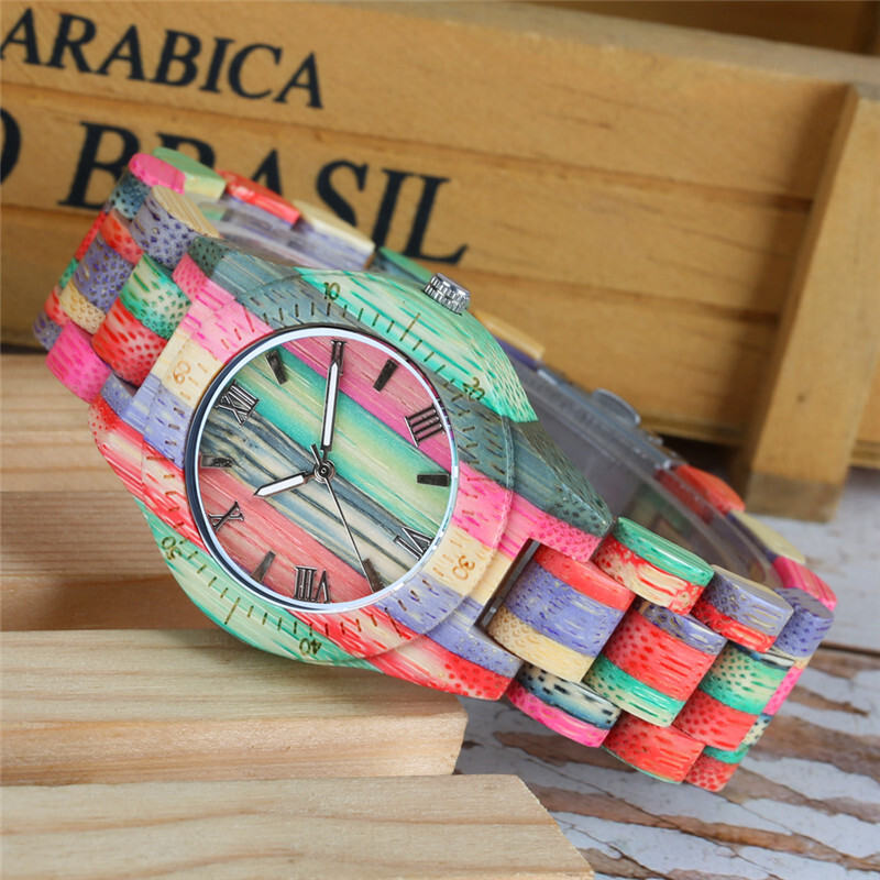 Women\'s Multi Colorful Analog Quartz Couples Bamboo Classic Round Wooden Watch Fruitloops Bamboo Watch | OG Collection main image 2