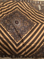 Daniel La Foret Vintage 27 x 25 Silk Square Beige Paisley Scarf Made in France