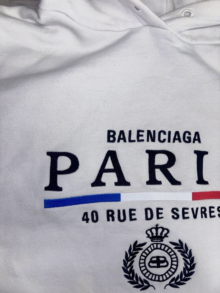XS - Balenciaga Paris Flag Hoodie In Cotton Men White | eBay