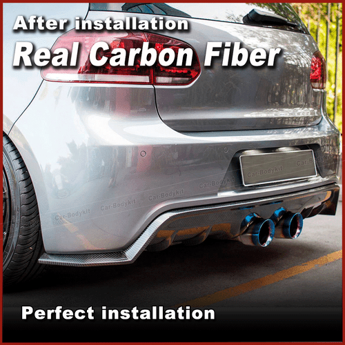 Difusor de carbono difusor trasero alerón trasero aletas se adapta a VW Golf 6 R R20 12-14 - Imagen 2 de 11