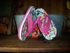 WONDER NATION GIRLS BUTTERFLY FLIP FLOPS SHOES SIZE 11-12 ANKLE STRAP PINK BEACH
