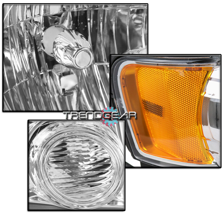 Pair Of Chrome Halogen Headlights For 2008-2012 Ford Escape - Left & Right Assembly (DOT/SAE)
