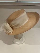 Vintage Eric Javits Straw Hat With Cream Floral Accent