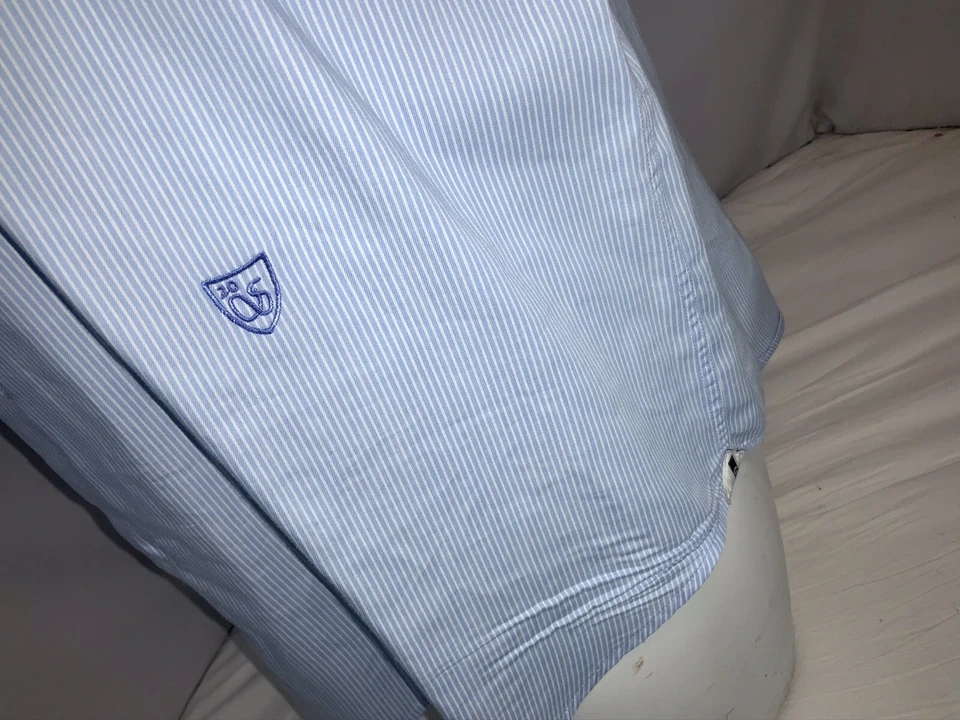 Camisa Stanbridge Monte Di Moda Puño Abatible 15.5 34 Rayas Azules Italia YGI J0-108 Foto 4 de 4