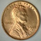 1945 S Uncirculated Lincoln Wheat Cent Coin Nice Red Penny San Francisco 1c