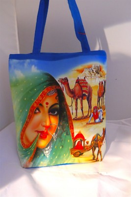 BLACK FRIDAY ANGEBOT Indische Dorf/Kamel: Stoff-Tasche BLUE