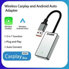 Wired to Wireless 2In1 Carplay Android Auto Adapter Glass Rearview Mirror AI Box