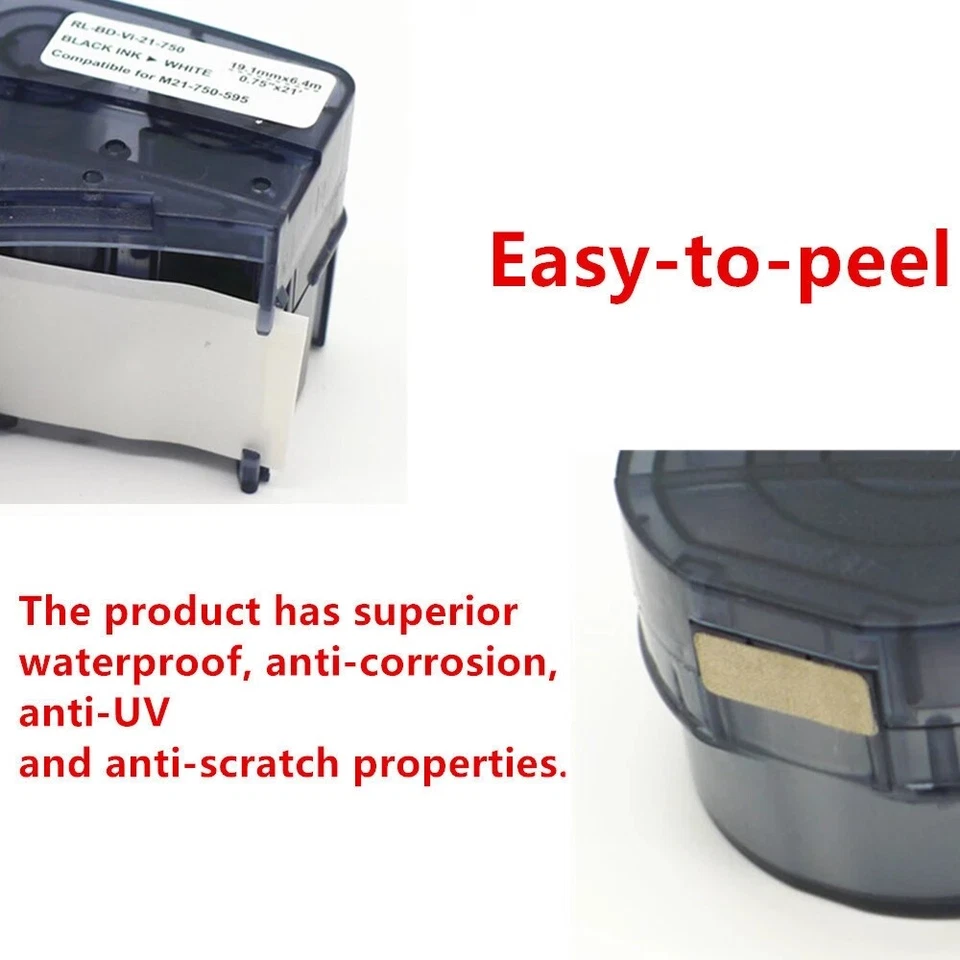 10x Label Cartridge For Brady BMP21-PLUS M21-750-499 Black/White 3/4" x16' Nylon - Image 2 of 4