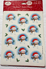 Vintage Hallmark Stickers snowman snow globe 4 Sheet Sealed
