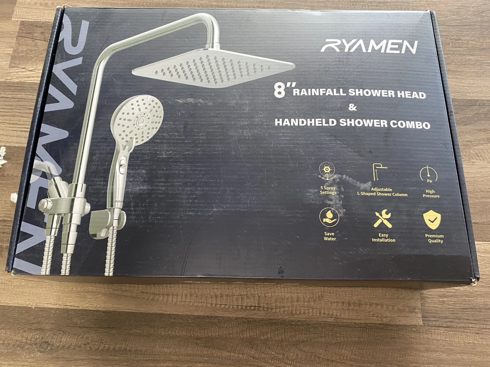 Ryamen Dual Shower Head Combo 8''High Pressure Rainfall Shower Head 5 Settings/p