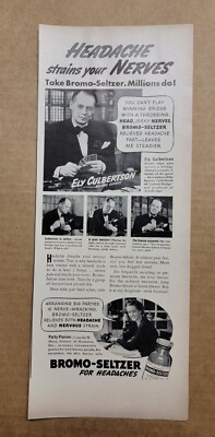 Vintage 1939 Bromo Setlzer Headaches Strain Nerves Print Ad Advertisement