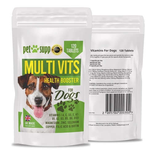 MultiVitamins for Dogs Vitamins A,C,D3,E,K1,B1,B2,B3,B5,B6, B12
