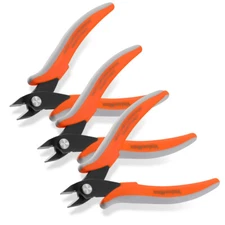 3-Pieces 5" Flush Wire Cutter Precision Anti-Slip Cut Plier Diagonal Side Cutter