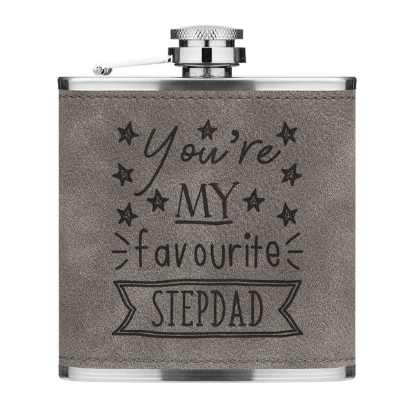 You're My Favorit Stiefvater Stars 170Ml Pu-Leder Flachmann Grau Vater Tag-image