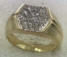 14 karat diamond ring 14K yellow gold classic look 3/4 carat men's diamond ring