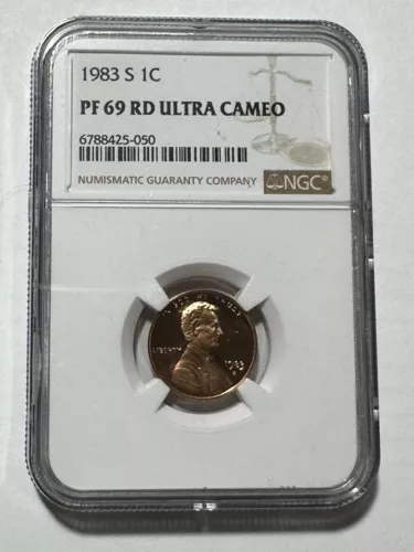 1983 S NGC PF69 RD ULTRA CAMEO PROOF LINCOLN MEMORIAL PENNY 1C ONE CENT PORT LBL