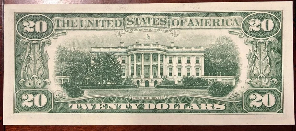 1963 A,G Block $20 Federal Reserve Note, Never Been Circulated, No Fold Or Tear - Image 2 of 4