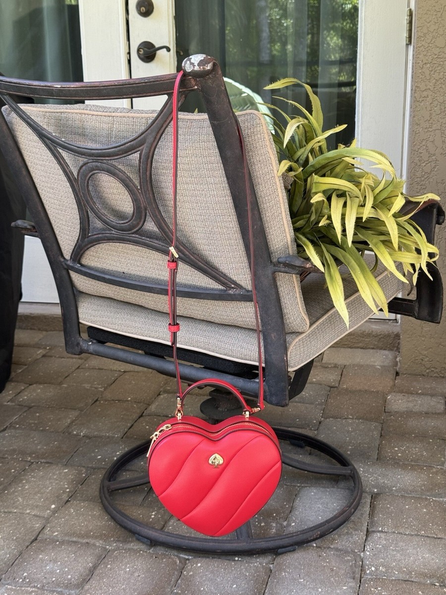 KATE SPADE 3D RED LEATHER HEART CROSSBODY BAG LOVE SHACK