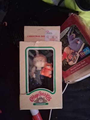 Cabbage Patch 1983 Porcelain Christmas Ornament Kids Boy w/ Snowballs #9108
