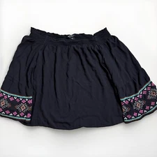 Wrangler Retro Black Embroidered Tunic Top Women's Large L Aztec 3/4 Sleeve Boho