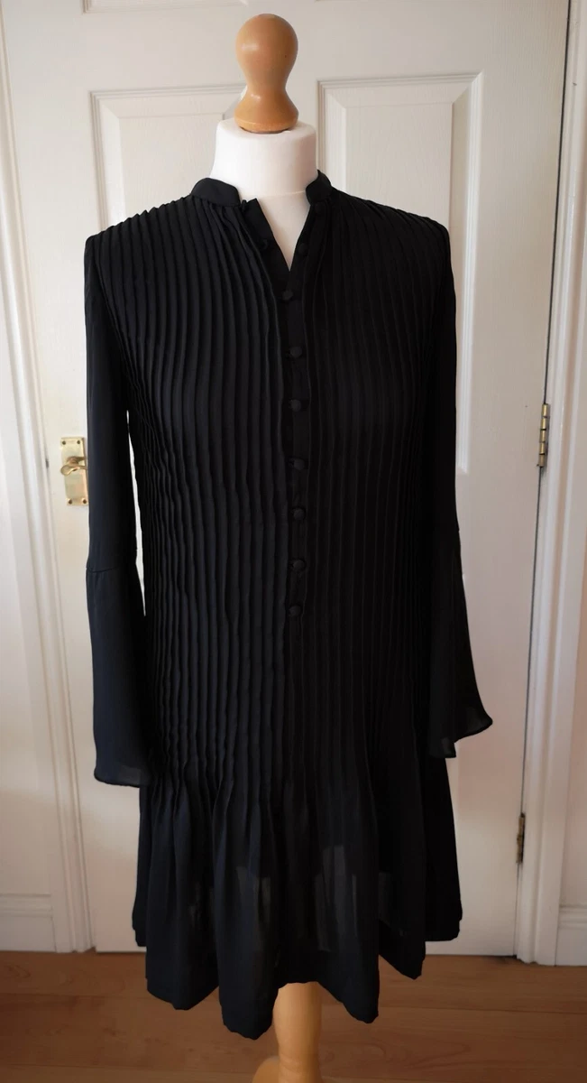 Reiss sylvan pleated shirt dress black eBay