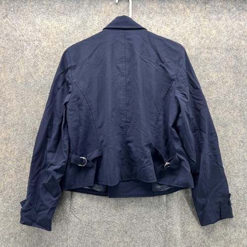 Lauren Ralph Lauren Moto Jacket Women 14P Petite Blue Full Zip Side Zip Wool - 第 10/12 張圖片
