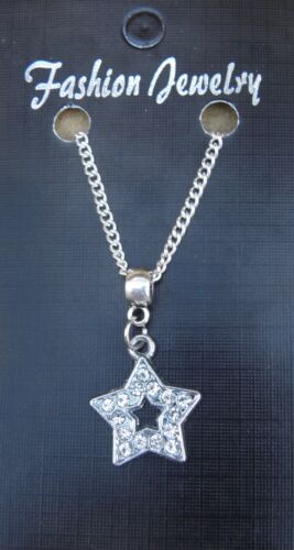 Strass Stern Anhänger Halskette 45.7cm O 61cm Vieleck Pentagramm Meeräsche Molet