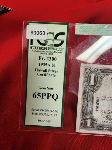 HAWAII 1935A $1 SC - PCGS GEM 65 PPQ - Fr 2300 1935 A HAWAII SILVER CERTIFICATE - Picture 4 of 5