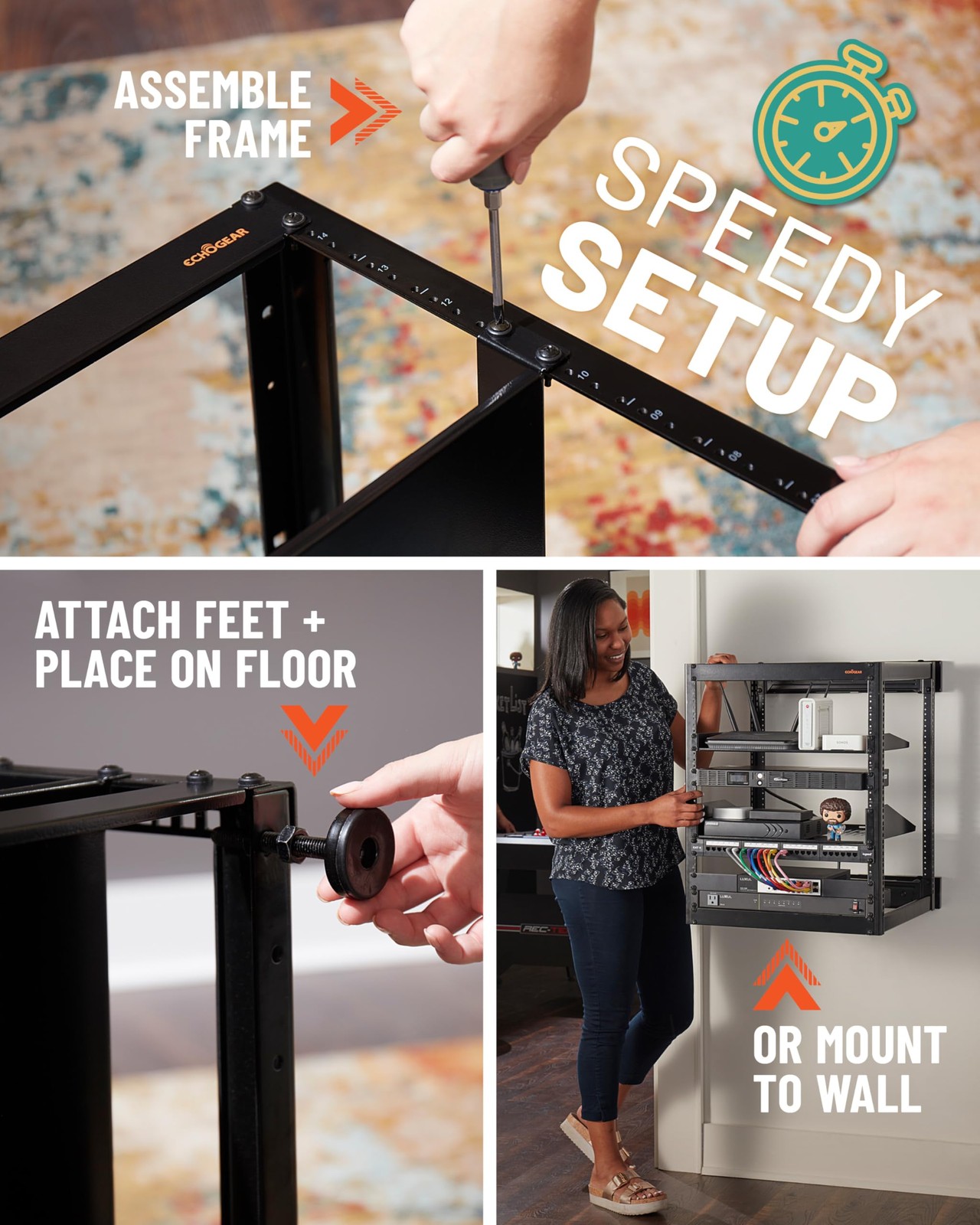 как выглядит 15U Open Frame Rack for Servers AV Gear - Wall Mountable Design Includes 2X... фото