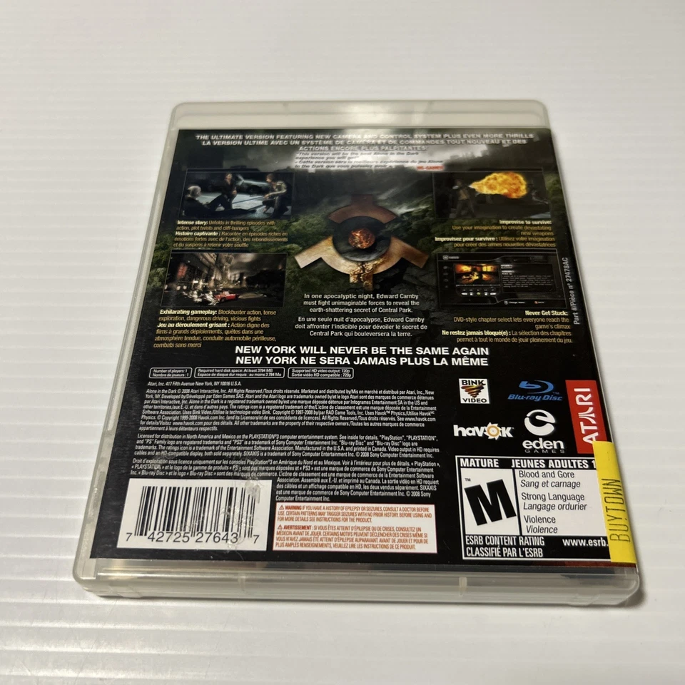 Alone In The Dark Inferno (Playstation 3 PS3, 2008) CIB Complete with Manual - Image 4 of 4