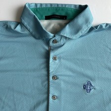 Greyson Golf Polo Men's Large Teal Shirt Geometric Polka Dot Active Performance