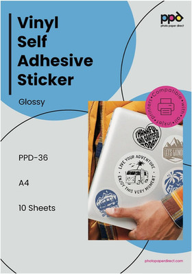 PPD 10Xa4 Inkjet PREMIUM Vinyl Aufkleberfolie Bedruckbar, Weiß, Glänzend, Selbst