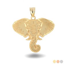 Gold Lucky Elephant Pendant Necklace Available in Yellow/Rose/White Gold 