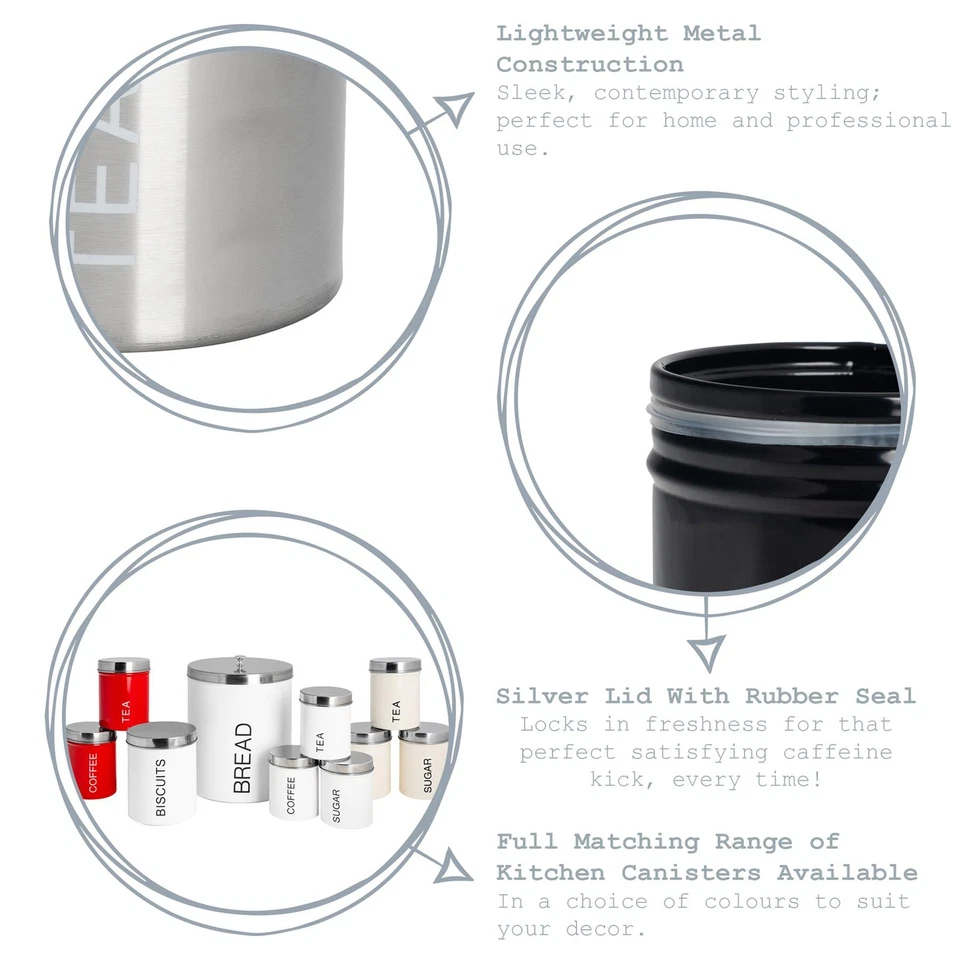 Coffee Storage Canister Kitchen Canisters Jars Pots Jar Container Metal Black - Image 2 of 4