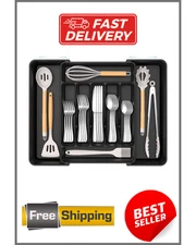 Extra Large Adjustable Silverware Organizer – BPA-Free Kitchen Utensil Drawer
