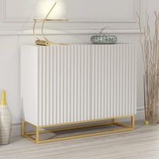 Sideboard Cabinet &ndash; 100cm &ndash; Fluted Doors &ndash; Push to Open &ndash; Gold Base &ndash; VESTA