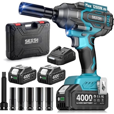 Profi-Akkuschlagschrauber 1200 Nm 1/2 Zoll bürstenlos 21 V 2 x 4.0 Ah Batterie