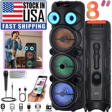 8000W Portable Bluetooth Party Speaker Triple 8" Woofer Heavy Bass w/ Mic Remote