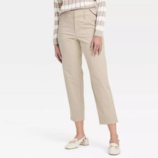 A New Day Women's High Rise Straight Leg Ankle Chino Pants Tan Size 2