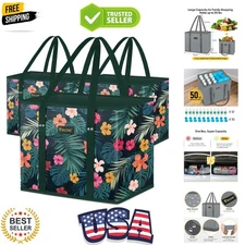 Ultra-Sturdy Blossom Season Reusable Grocery Bags – 3-Pack Water-Resistant Totes