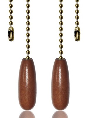 2 Pack Walnut Ceiling Fan Pull Chain Extenders 12 Inch Wooden Pulls
