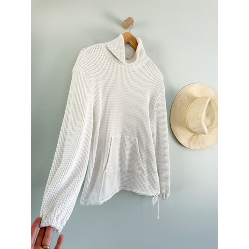 Faherty | Echo Thermal Mock Neck Pullover Sweater White | Sz S - Picture 3 of 9